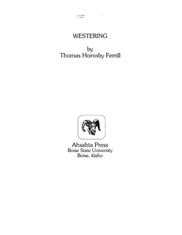 By Thomas Hornsby Ferrill Ahsahta Press