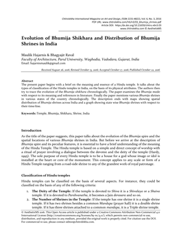 Evolution of Bhumija Shikhara and Distribution of Bhumija Shrines in India