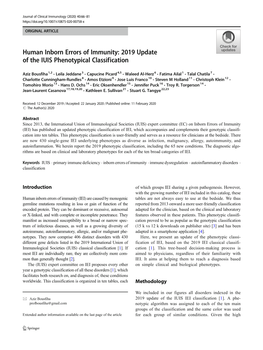 2019 Update of the IUIS Phenotypical Classification