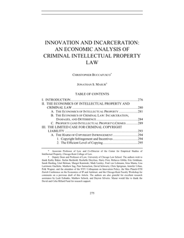 An Economic Analysis of Criminal Intellectual Property Law