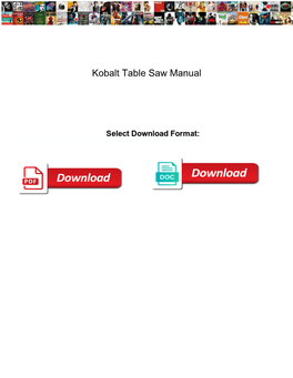 Kobalt Table Saw Manual