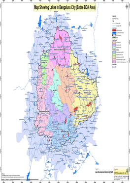 Map Showing Lakes in Bengaluru City (Entire BDA Area)