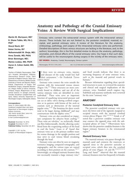 Anatomy and Pathology of the Cranial Emissary Veins: a Review with Surgical Implications