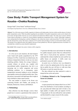 Public Transport Management System for Kousba—Chekka Roadway