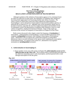 IV = Chapter 18. Regulation After Initiation of Transcrition BMB 400