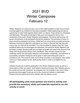 ​ 2021 BVD Winter Camporee