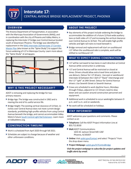 Interstate 17: CENTRAL AVENUE BRIDGE REPLACEMENT PROJECT, PHOENIX