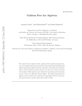 Galilean Free Lie Algebras 4 2.1 Galilei Maxwell Algebras