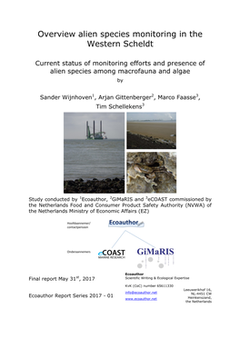 Overview Alien Species Monitoring in the Western Scheldt