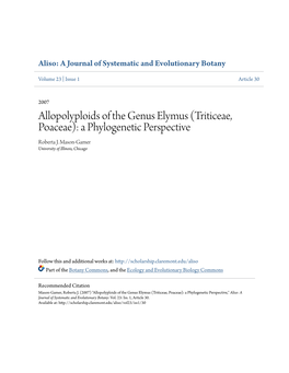 Allopolyploids of the Genus Elymus (Triticeae, Poaceae): a Phylogenetic Perspective Roberta J