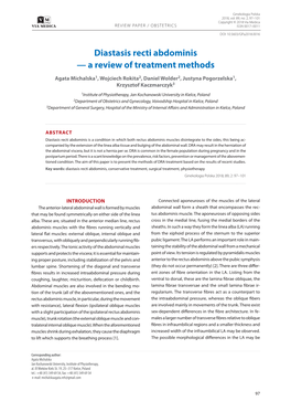 Diastasis Recti Abdominis — a Review of Treatment Methods