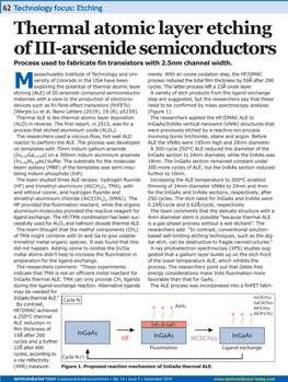 Thermal Atomic Layer Etching of III-Arsenide Semiconductors Process Used to Fabricate Fin Transistors with 2.5Nm Channel Width