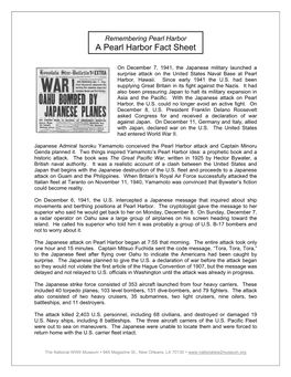 A Pearl Harbor Fact Sheet