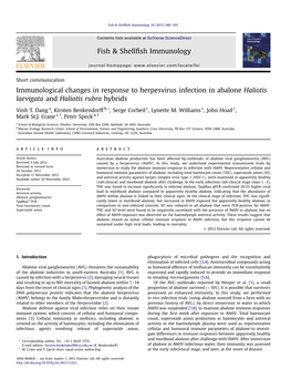 Immunological Changes in Response to Herpesvirus Infection in Abalone Haliotis Laevigata and Haliotis Rubra Hybrids