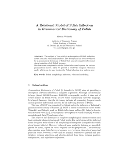 A Relational Model of Polish Inflection in Grammatical Dictionary of Polish