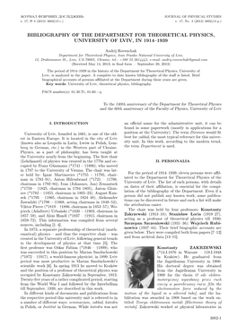 Bibliography of the Department for Theoretical Physics, University of Lviv, in 1914–1939