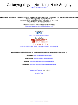 Otolaryngology -- Head and Neck Surgery