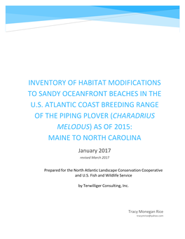 Inventory of Habitat Modifications to Sandy Oceanfront Beaches in the U.S