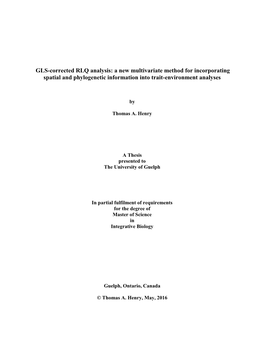 GLS-Corrected RLQ Analysis: a New Multivariate Method for Incorporating Spatial and Phylogenetic Information Into Trait-Environment Analyses