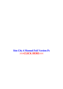 Sim City 4 Manual Full Version Pc