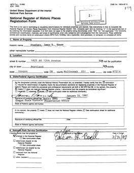 2 I '-••• •• National Register of Historic Places Registration Form REGISTER of HISTORIC PU> CES NAT NATIONAL PARK SERVICE