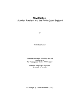 Novel Nation: Victorian Realism and the Fiction(S) of England