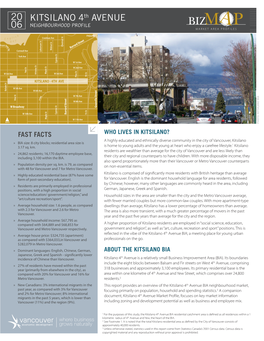 KITSILANO 4Th AVENUE NEIGHBOURHOOD Profile