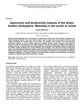 Coleoptera: Meloidae) in the World: a Review