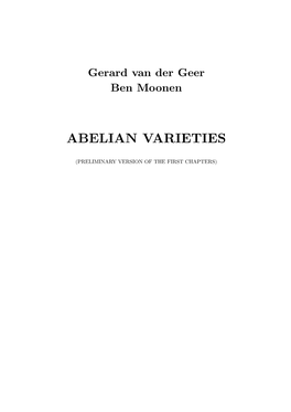 Abelian Varieties