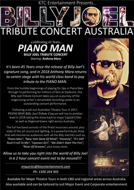 Piano Man Tribute Concert Australia