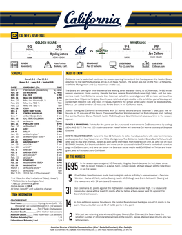 Cal Men's Basketball Schedule Team Information