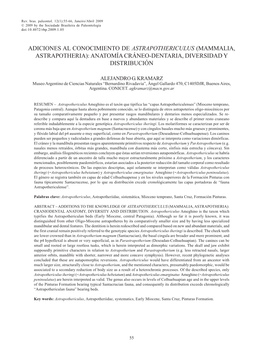 Mammalia, Astrapotheria): Anatomía Cráneo-Dentaria, Diversidad Y Distribución