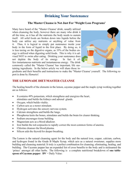 About the Master Cleanse