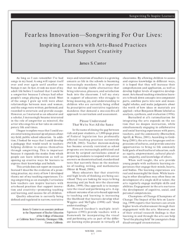 Fearless Innovation—Songwriting for Our Lives: Inspiring Learners with Arts-Based Practices That Support Creativity