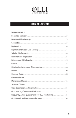 Table of Contents