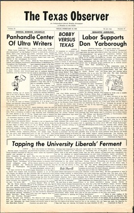 Panhandle Center of Ultra Writers Labor Supports Don Yarborough