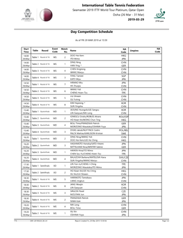 Day Competition Schedule