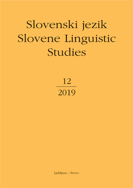 Slovenski Jezik Slovene Linguistic Studies