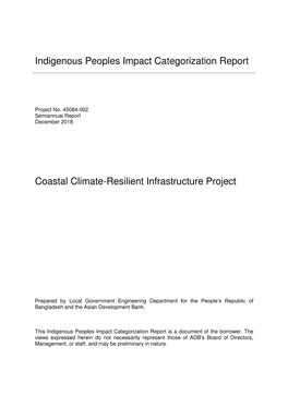Indigenous Peoples Impact Categorization Report Coastal
