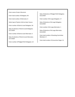 Wisconsin Enter Total Number of Delegates