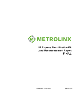 UP Express Electrification EA Land Use Assessment Report FINAL