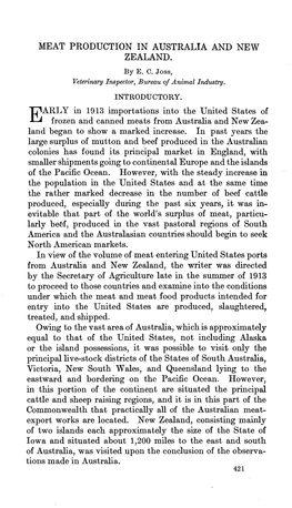 MEAT PRODUCTION in AUSTRALIA and NEW ZEALAND. EARLY In