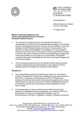 Mission and Pastoral Measure 2011 Theale and Englefield (Diocese of Oxford) Proposed Pastoral Scheme