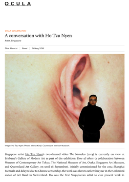 Ocula a Conversation with Ho Tzu Nyen 29082016