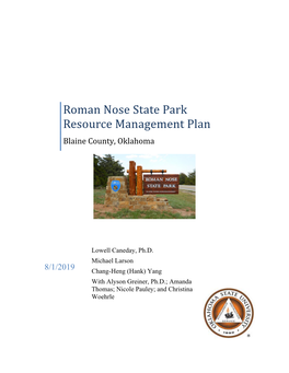 Roman Nose State Park Resource Management Plan Blaine County, Oklahoma
