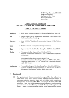 RNTPC Paper No. A/YL-KTN/604B for Consideration by the Rural and New Town Planning Committee on 22.3.2019 APPLICATION for PE