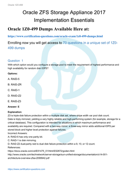 Oracle ZFS Storage Appliance 2017 Implementation Essentials