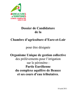 Dossier De Candidature De La Chambre D'agriculture D'eure-Et