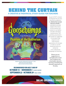 Behind the Curtain a Creative & Theatrical Study Guide for Teachers