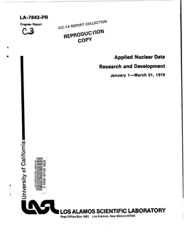 LOSALAMOS SCIENTIFIC LABORATORY I Post Office Box 1663 Los Alamos, New Mexico 87545 Aisafwnstiveaction/Fqualopportunityempbya